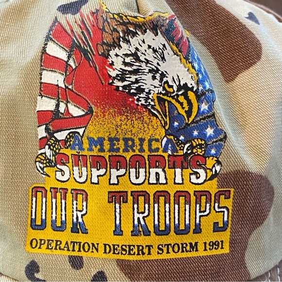 VTG 1991 Operation Desert Storm Plastic Snapback Ball Cap Hat Camo Eagle OSFA - Picture 3 of 13
